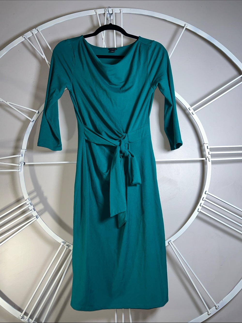 Ann Taylor 3/4 Sleeve Teal Green Dress